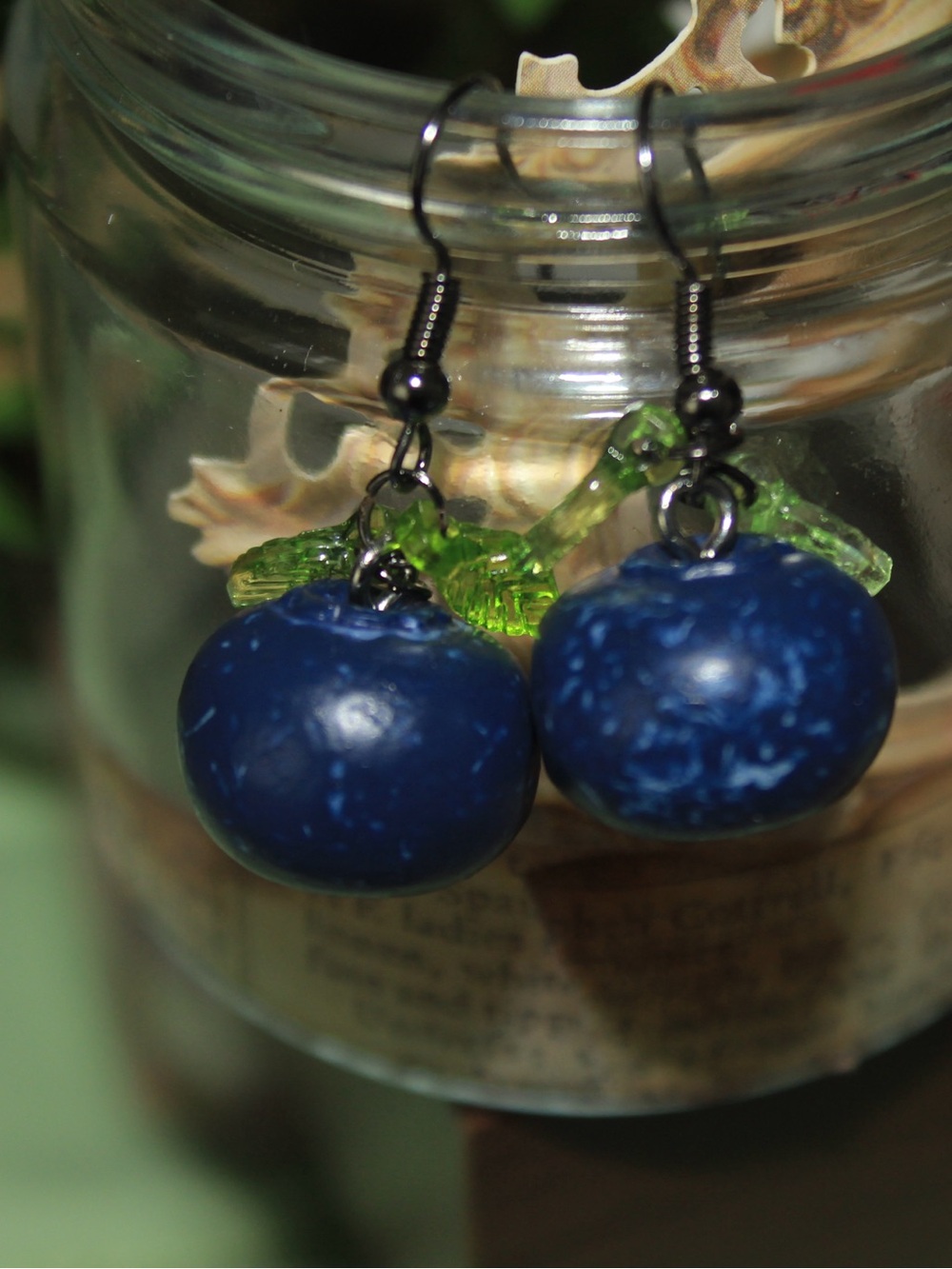 Handmade Blue Berry Dangle Earrings by